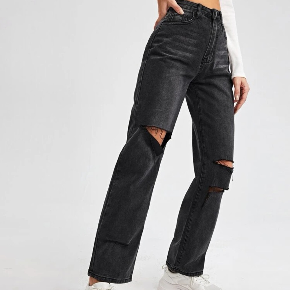 Shein black ripped jeans